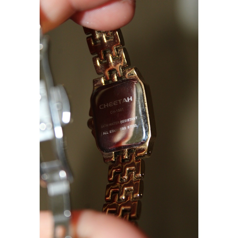 Cheetah CH-1501 Women Watch Gold Stainless Steel Square Roman Numeral White Dial - Picture 2 of 3